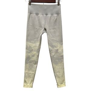 Gymshark Adapt Ombre Seamless Leggings Grey Yellow Workout Compression Small